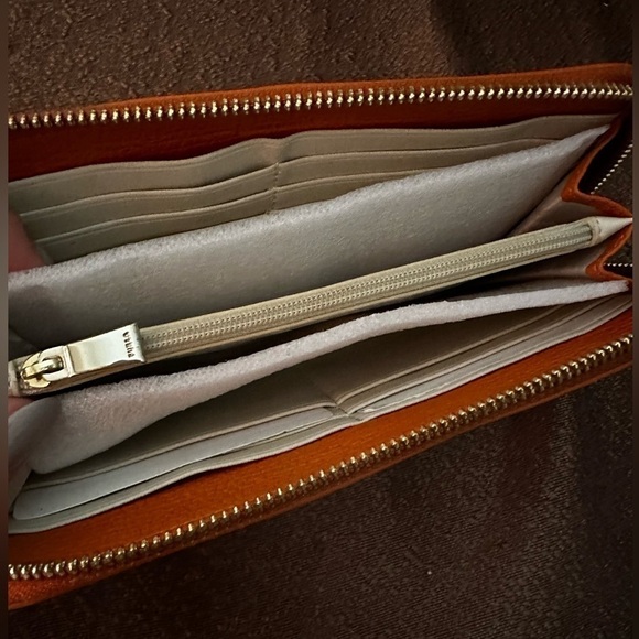 Furla Credit Card Zip Wallet Gently Preloved Tangerine Genuine Leather - Picture 12 of 13